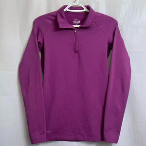 Nike Pro Combat Fitted 1/4 Zip Pullover Women's Small Purple Dri-Fit Therma-Fit